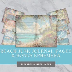 Vintage Beach Theme Junk Journal Papers Mini Kit with Bonus Ephemera