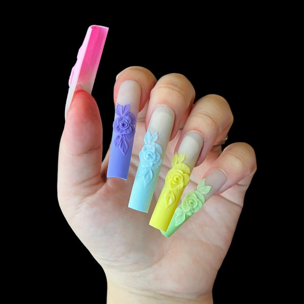 Luxurious Handmade Acrylic Press On Nails - A7 - High Quality, Reusable, & Waterproof