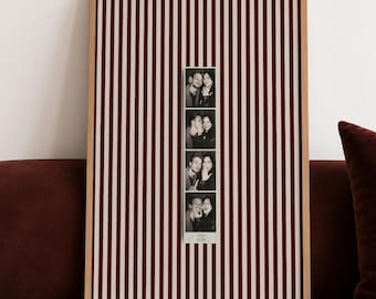 Photo Strip Wall Art Editable Canva Template Engagement Gift Burgundy Stripes Photostrip DIY Bridesmaid Gift Personalized Photo Booth Custom