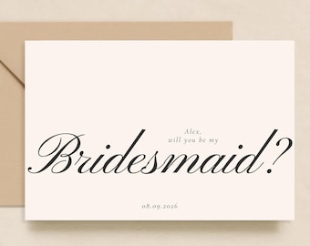 Bridesmaid Proposal Card Template: Elegant Black and White (Digital Download)