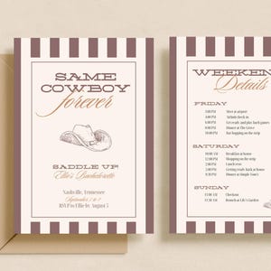 Cowgirl Bachelorette Western Bach Invitation & Itinerary Template Same Cowboy Forever (5x7 Digital Download)