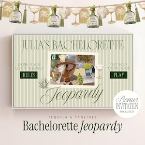 Bachelorette Jeopardy Template Canva Editable Bridal Trivia Beach Bach Party Game Instant Digital Download Tequila and Tanlines Bach Game