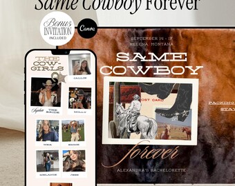 Bachelorette Website Template Canva Same Cowboy Forever Invitation Western Trip Planner Nashville Bach Weekend Itinerary Austin Party Bride