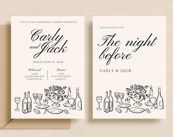 Minimalist Rehearsal Dinner Invitation Template: The Night Before Event Design (5x7 Editable Canva Template)