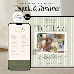 Bachelorette Website Template Tequila and Tanlines Canva Invitation Editable Instant Download Itinerary Digital Planner Beach Bach Weekend