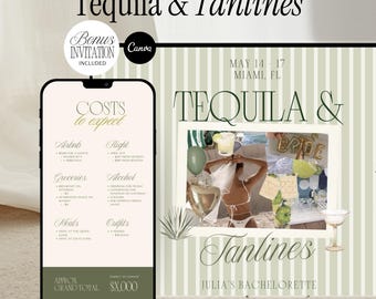 Bachelorette Website Template Tequila and Tanlines Canva Invitation Editable Instant Download Itinerary Digital Planner Beach Bach Weekend