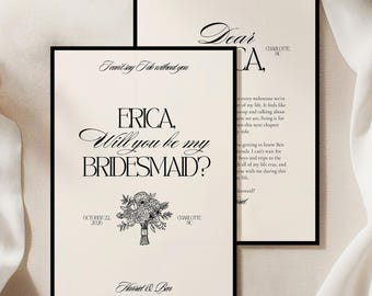 Minimalist Bridesmaid Proposal Card Editable Template Instant Download Printable Invitation Maid Honor Ask Gift Bridal Party Invite Simple