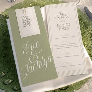 Wedding Menu and Place Card Template Editable Canva Printable Name Setting Table Reception Dinner Party Rehearsal Event Bridal Shower Garden
