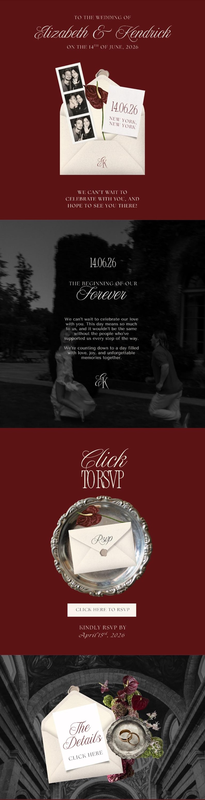 Wedding Website Template Burgundy Old Money Editable Canva Wedding Site with RSVP Form Digital Invitation Paperless Elegant Modern Design bild 20
