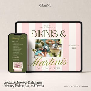 Bachelorette Website Template Bikinis and Martinis Editable Canva Invitation Itinerary Planner Bridal Event Organizer Bach Trip Details image 17
