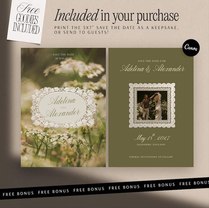 Wedding Website Template Vintage Wildflower Canva Invitation with RSVP Digital Wedding Romantic Timeless Classic Elegance Old Money Site imagem 5