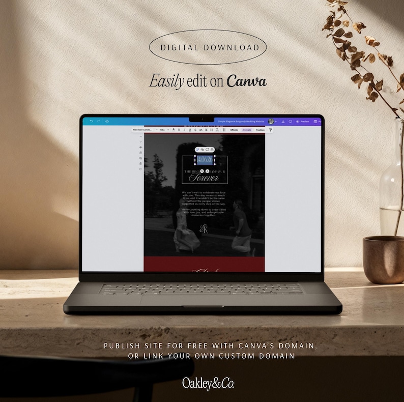 Wedding Website Template Burgundy Old Money Editable Canva Wedding Site with RSVP Form Digital Invitation Paperless Elegant Modern Design bild 10