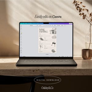Wine Tasting Scorecard Printable Template Canva Digital Download Girls Night Cocktail Party Elegant Event Old Money Minimalist Game Coquette image 10