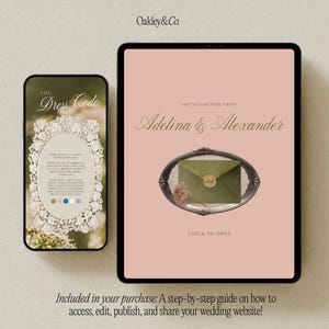 Vintage Wildflower Wedding Design Template Canva Digital Website Suite Romantic Timeless Classic Elegance Style Soft Pink Cream Color Palette Eleven Pages Complete Package RSVP Form Online Mobile Responsive DIY Bride Customizable Editable