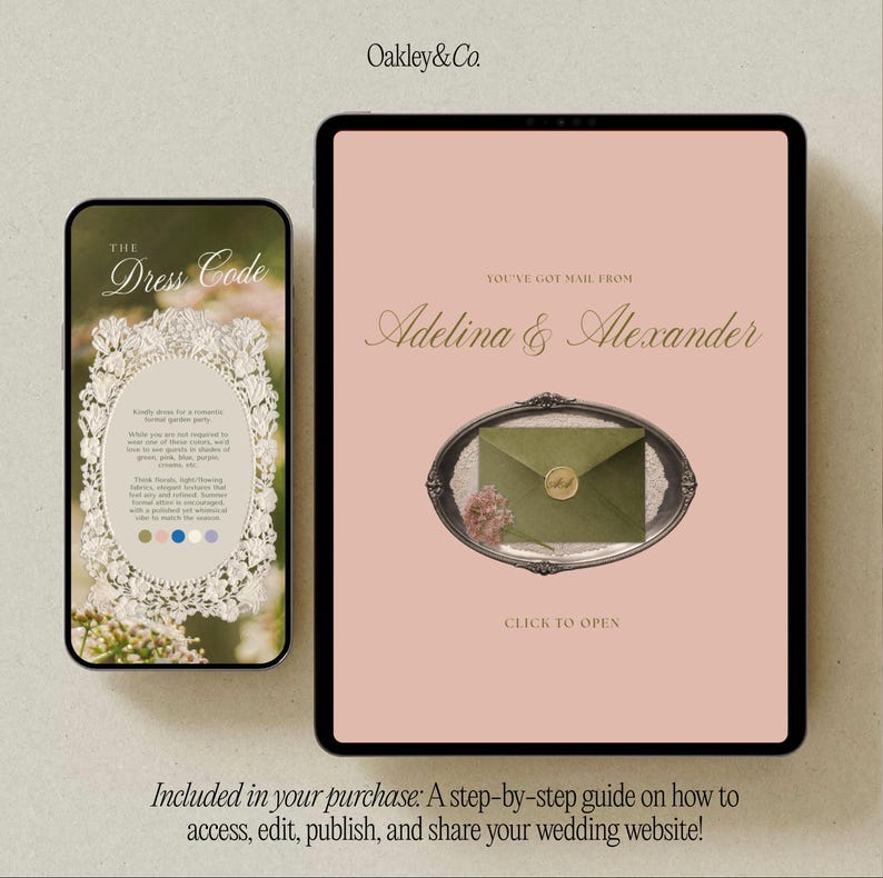 Vintage Wildflower Wedding Design Template Canva Digital Website Suite Romantic Timeless Classic Elegance Style Soft Pink Cream Color Palette Eleven Pages Complete Package RSVP Form Online Mobile Responsive DIY Bride Customizable Editable