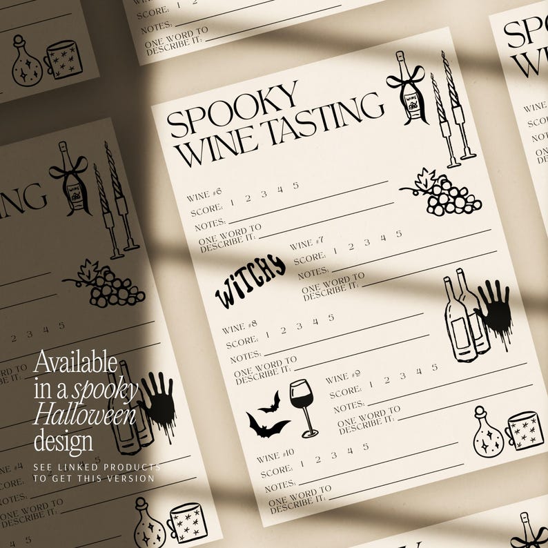 Wine Tasting Scorecard Printable Template Canva Digital Download Girls Night Cocktail Party Elegant Event Old Money Minimalist Game Coquette image 4