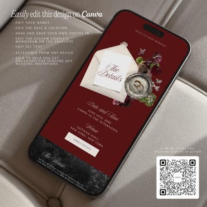 Wedding Website Template Burgundy Old Money Editable Canva Wedding Site with RSVP Form Digital Invitation Paperless Elegant Modern Design bild 14