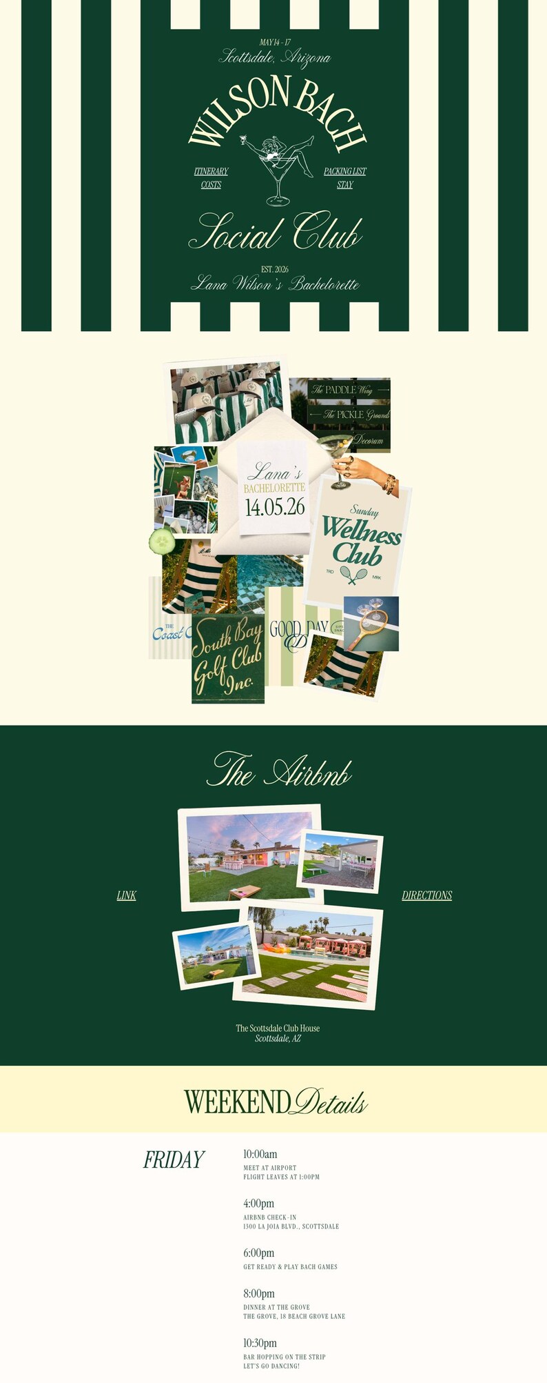Bachelorette Website Template Preppy Green Bach Invitation Party Planning Itinerary Digital Download Girls Trip Weekend Wedding Organizer imagen 20