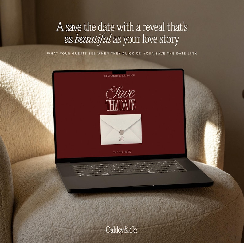 Custom Wedding Website Burgundy Floral Template Save The Date Card Design Modern Minimalist Luxury Aesthetic Old Money Elegant Style Built In RSVP Form Canva Customizable Digital Download Mobile Responsive Complete Wedding Planning Package