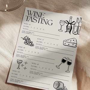 Wine Tasting Scorecard Printable Template Canva Digital Download Girls Night Cocktail Party Elegant Event Old Money Minimalist Game Coquette image 17