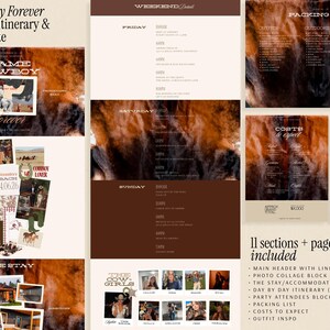 Canva Template Editable Bachelorette Website Builder Western Cowboy Theme Design Digital Download Instant Access Brown Leather Texture Pattern Matching Invitation Included Nashville Bach Weekend Planner Scottsdale Austin Party Coordination