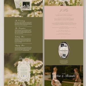 Digital Wedding Invitation Suite Canva Template Website Package Romantic Timeless Vintage Wildflower Design Classic Elegance Style Soft Pink Cream Colors Eleven Pages Complete Collection RSVP Form Online Mobile Responsive Lace Details