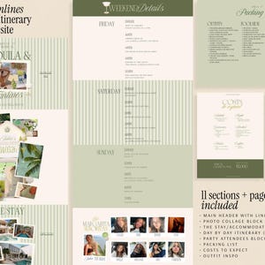 Tropical Destination Bachelorette Template Beach Party Website Design Canva Invitation Editable Instant Download Printable Itinerary Digital Planner Mobile Event Website Custom Weekend Getaway Planning Tool Tequila Tanlines Theme Sage Green