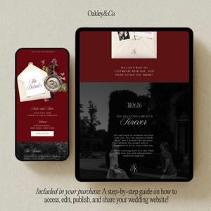 Wedding Website Template Burgundy Old Money Editable Canva Wedding Site with RSVP Form Digital Invitation Paperless Elegant Modern Design bild 7