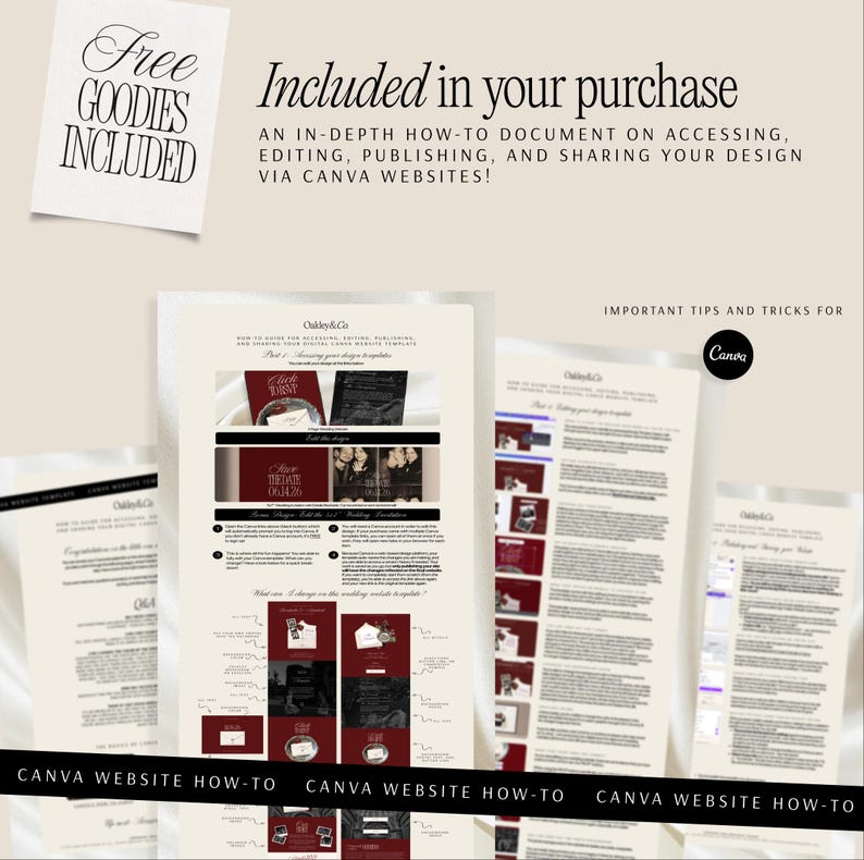 Wedding Website Template Burgundy Old Money Editable Canva Wedding Site with RSVP Form Digital Invitation Paperless Elegant Modern Design bild 12