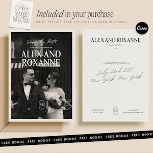 Canva Wedding Collection Digital Template Design Black White Minimalist Modern Luxe Elegant Clean Classy Customizable Website Mobile Responsive Save Date Card Included Instant Download PDF Delivery Complete Instruction Guide DIY Planning