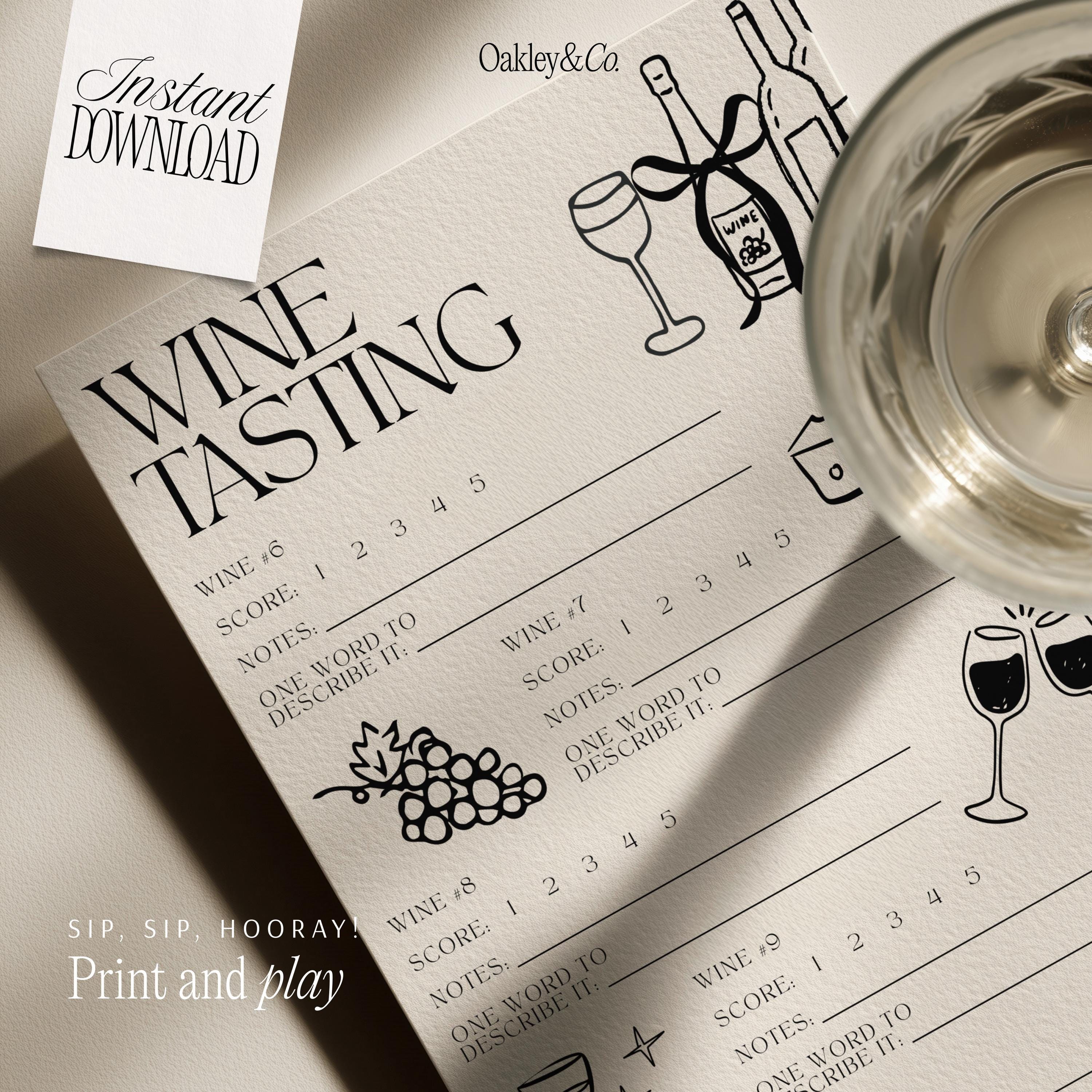 Wine Tasting Scorecard Printable Template Canva Digital Download Girls ...