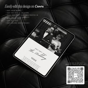 Wedding Website Template Modern Luxe Minimalist Canva Digital Invitation with RSVP Form Black and White Elegant Classy Old Money Design zdjęcie 11