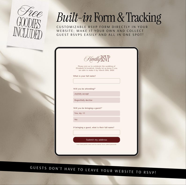 Wedding Website Template Burgundy Old Money Editable Canva Wedding Site with RSVP Form Digital Invitation Paperless Elegant Modern Design bild 11