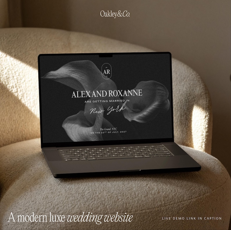 Customizable Wedding Template Canva Digital Design Mobile Responsive Website Black White Minimalist Modern Luxe Elegant Clean Classy Save Date Card Included Instant Download PDF Delivery Complete Instruction Guide DIY Planning Essential