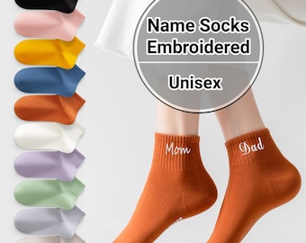 Custom Name Socks, Personalized Socks for Women Men, Wedding Party Socks, Unisex Embroidered Family Name Sock, Birthday Mother's Day Gift
