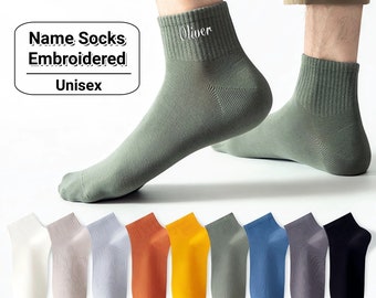 Custom Name Socks, Personalized Socks for Men Women, Wedding Party Socks, Unisex Embroidered Family Name Sock, Birthday Father's Day Gift
