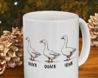 Ducks Goose Ceramic Mug, Funny Duck Duck Goose, Quack Quack Honk, Quirky Coffee Cup, Animal Lover Gift, Novelty Tea Cup, Farmhouse Kitchen