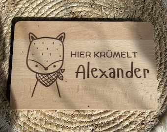 Personalisiertes Frühstücksbrett für Kinder aus Holz