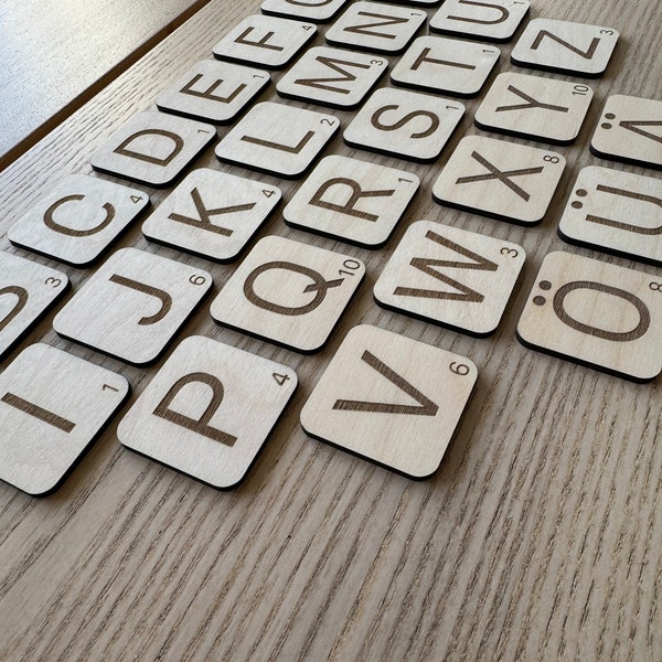 Buchstaben Scrabble, Holzbuchstaben, Wanddeko, Familie