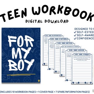 For My Boy Teen Workbook Teenager Guide Confidence Encouragement Low Self-Esteem Goal Setting Planning Personal Development World Book Day