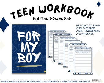For My Boy Teen Workbook Teenager Guide Confidence Encouragement Low Self-Esteem Goal Setting Planning Personal Development World Book Day