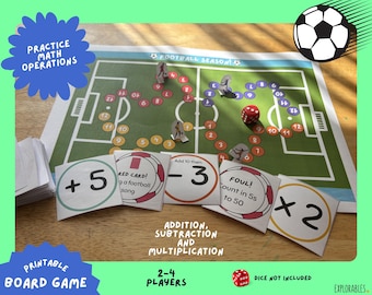 Football Season Printable Board Game Soccer Game For Kids Mental Math Activity Mathematics Group Game