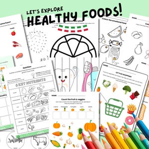Food Worksheets Fun for Children Preschool Primary Kindergarten Pre-k Nutrition Kids Food Chain Emotions Food Facts Fruit Printables Puzzle
