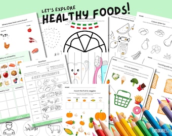 Food Worksheets Fun for Children Preschool Primary Kindergarten Pre-k Nutrition Kids Food Chain Emotions Food Facts Fruit Printables Puzzle