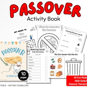 Passover Activity Book for Kids Remove The Leaven Check list Pesach Activities Children Feast Day Holiday Book Passover Bundle Puzzles Games