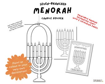 Seven-branched Menorah Candle Holder Craft Printable Hanging Decoration The Feast Day Colouring Sheets For Children Hebrew Feasts Of YHWH