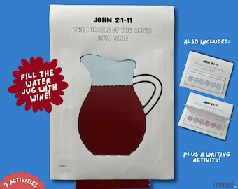 Water Into Wine Craft Activity Bible Lesson When Yeshua Turned Water Into Wine First Miracle Paper Craft Writing Lines Colouring Page
