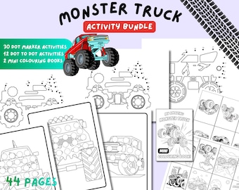 Monster Truck Activity Bundle Kids Dot To Dot Dot Marker Do A Dot Mini Colouring Book Colouring Pages Puzzles Children & Adults Art Skills