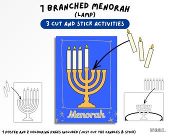 Seven-branched Menorah Candle Holder Craft Printable Cut And Stick The Feast Day Colouring Sheets For Children Hebrew Feasts Of YHWH