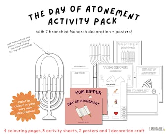 The Day Of Atonement Activity Pack With Menorah Decoration Yom Kippur Worksheets For Kids Fun Activities Hebrew Feast Of YHWH Fall Feasts